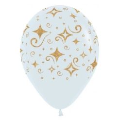 Westcoast Balloon 53352 Golden Diamonds White 11 Round