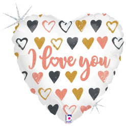 Westcoast Balloon 36754 Rose Gold Hearts I Love You
