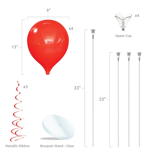 Westcoast Balloon PermaShine 4-Balloon Bouquet Table Top Round Stand Kit - Image 3