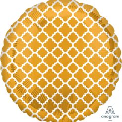 Westcoast Balloon 32861 Gold & White Quatrefoil