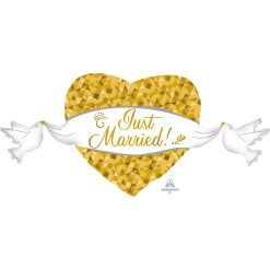 Westcoast Balloon 30859 Just Married Heart & Doves