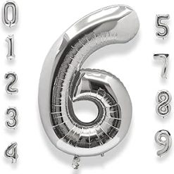 Westcoast Balloon 40 Lucky Foil Number 6 Silver
