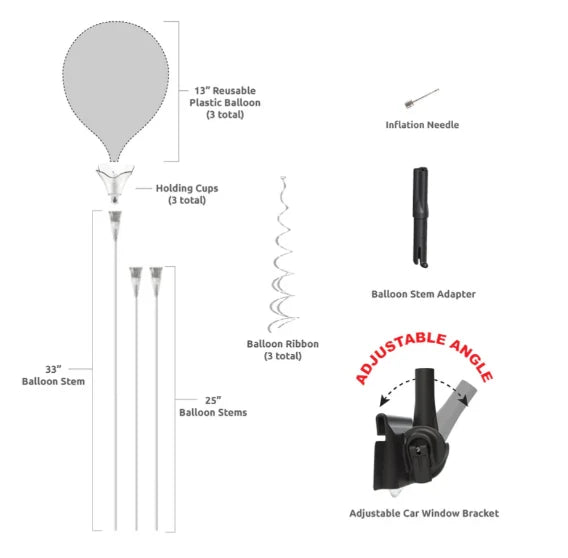 Westcoast Balloon PermaShine 3-Balloon Bouquet Adjustable Car Window Kit - Image 4
