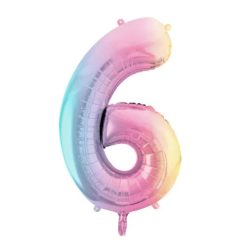 Westcoast Balloon FB1M-6 Number 6 Pastel Rainbow