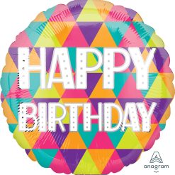 Westcoast Balloon 39629 Colorful Triangles Happy Birthday