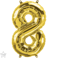 Westcoast Balloon 59057 Air Fill Number 8 Gold 16In