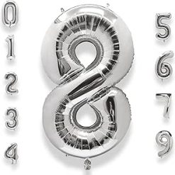 Westcoast Balloon 40 Lucky Foil Number 8 Silver