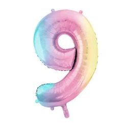 Westcoast Balloon FB1M-9 Number 9 Pastel Rainbow