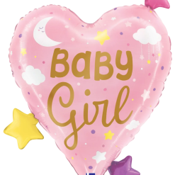 Westcoast Balloon 25295 Baby Girl Heart Stars