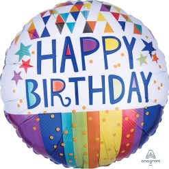 Westcoast Balloon 34555 HBD Triangles & Stripes
