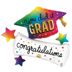 Westcoast Balloon 25348 Rainbow Grad Hat Diploma