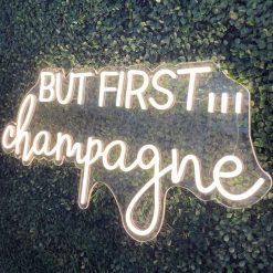 Alternative view of Westcoast Balloon But First... Champagne Neon Sign Rental - White