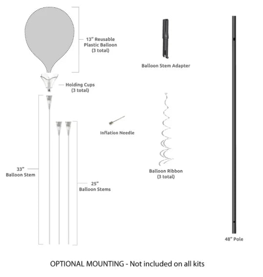Westcoast Balloon PermaShine 3-Balloon Bouquet Long Pole Kit - Image 4