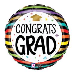 Westcoast Balloon 26263 Congrats Grad Colorful Stripes