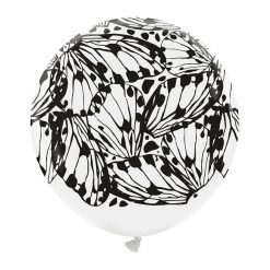 Westcoast Balloon 74911 BCT Black & White Butterfly 24 Round (1Ct)