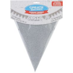Westcoast Balloon 120298 Create Your Own Pennant Banner - Silver Sparkle