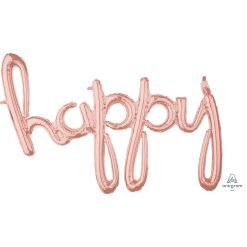 Westcoast Balloon 39155 Script Phrase Happy Rose Gold