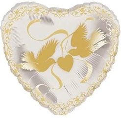 Westcoast Balloon 81660 Crystal Heart Gold Doves
