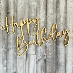 Westcoast Balloon Happy Birthday Wood Sign Rental - Gold