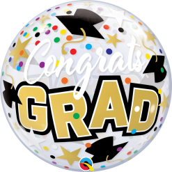 Westcoast Balloon 82523 Congrats Grad Stars & Dots Bubble Balloon