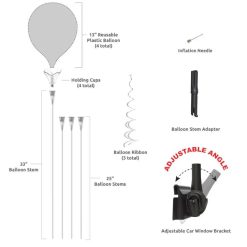 Alternative view of Westcoast Balloon PermaShine 4-Balloon Bouquet Adjustable Car Window Kit