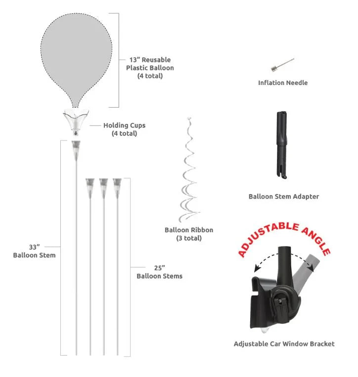 Westcoast Balloon PermaShine 4-Balloon Bouquet Adjustable Car Window Kit - Image 2