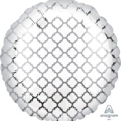 Westcoast Balloon 32661 White And Silver Quatrefoil