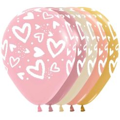 Westcoast Balloon 384931 Chalk Hearts Fashion Assortment 11 Round (50Ct)