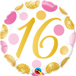 Westcoast Balloon 88172 16 Pink & Gold Dots