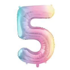Westcoast Balloon FB1M-5 Number 5 Pastel Rainbow