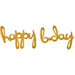 Westcoast Balloon 37937 Script Phrase `Happy Bday` Gold