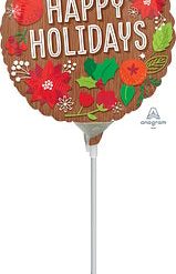 Westcoast Balloon 38466 Woodgrain Happy Holidays