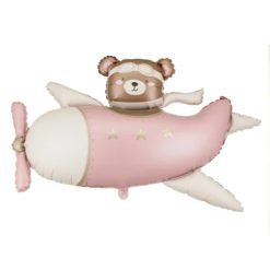 Westcoast Balloon FB383 Bear In Airplane - Light Pink