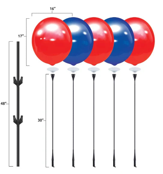 Westcoast Balloon BalloonBobber 5-Balloon Cluster Pole Kit With Weighted Base - Image 2