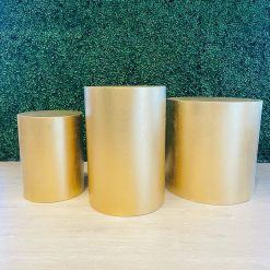 Westcoast Balloon Set Of 3 Round Plinth Rental - Gold