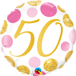 Westcoast Balloon 88187 50 Pink & Gold Dots