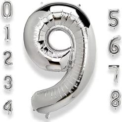Westcoast Balloon 40 Lucky Foil Number 9 Silver