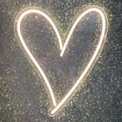 Westcoast Balloon Script Heart Neon Sign Rental - White