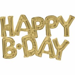 Westcoast Balloon 44675 Block Phrase HAPPY BDAY White Gold