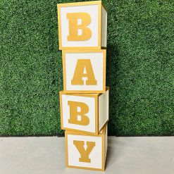 Westcoast Balloon Set Of Wooden Baby Blocks Rental - Gold