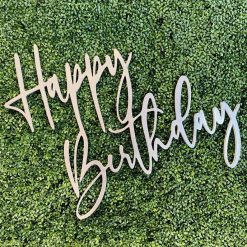 Westcoast Balloon Happy Birthday Wood Sign Rental - Silver