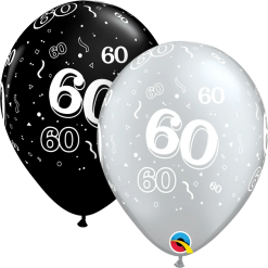 Westcoast Balloon 20487 60-A-Round Onyx Black & Silver 11 Round