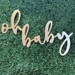 Westcoast Balloon Oh Baby Wood Sign Rental - Gold