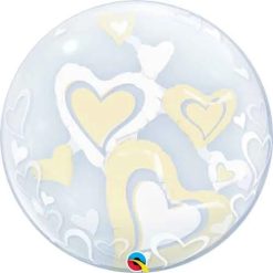 Westcoast Balloon 29489 White & Ivory Floating Hearts Bubble Balloon