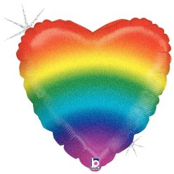 Westcoast Balloon 36881 Glitter Rainbow Heart