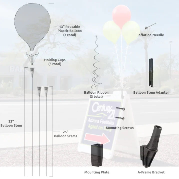 Westcoast Balloon PermaShine 3-Balloon Bouquet A-Frame Bracket Kit - Sign Not Included - Image 6