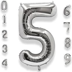Westcoast Balloon 40 Lucky Foil Number 5 Silver