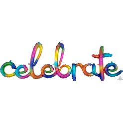 Westcoast Balloon 39183 Script Phrase Celebrate Rainbow Splash