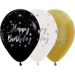 Westcoast Balloon 133355 HBD Sparkles Satin Assortment 11 Round (50Ct)
