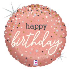 Westcoast Balloon 36985 Rose Gold Confetti Happy Birthday